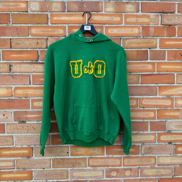 vintage 80s green university of oregon green sweatshirt hoodie / l large 