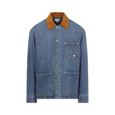 Bottega Veneta Men Bottega Veneta Suede Collar Denim Jacket