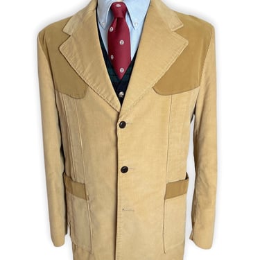 Vintage 1970s Corduroy NORFOLK Jacket ~ size 42 ~ blazer / sport coat ~ Preppy / Ivy League / Trad ~ Elbow Patches ~ Belted Back 