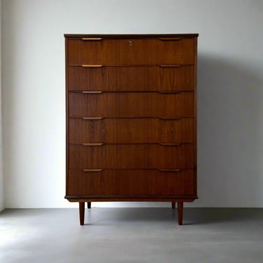 Danish Teak Six Drawer Tall Dresser - #A1646