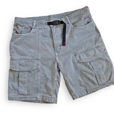 vintage shorts / Gramicci shorts / 1990s Gramicci grey cotton belted cargo adventure shorts XL 