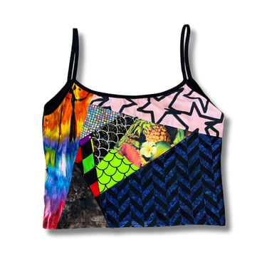 colorful 'all-over reroll' cropped tank top (xs)