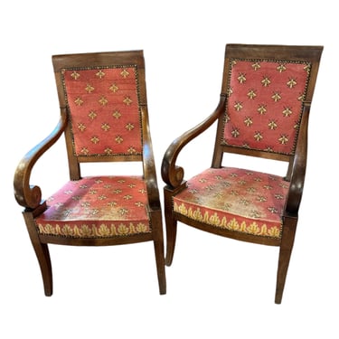 Pair French Needlepoint Chairs