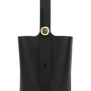 Loewe Women Black Leather Medium Pebble Bucket Bag