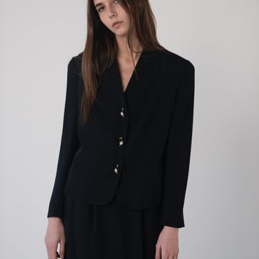 Vintage Skirt Suit with Bird Buttons - Black