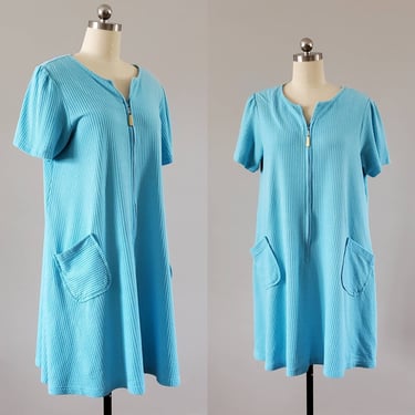 1970's House Dress or Bathing Suit Cover-up by Stan Herman Signature II 70s Loungewear 70's Women's Vintage Size Large / XL 