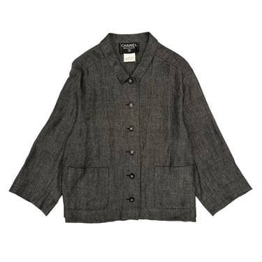 Chanel Grey Logo Button Shirt Jacket
