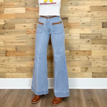 60's Vintage Bell Bottom Jeans / Size 24 25 XS 