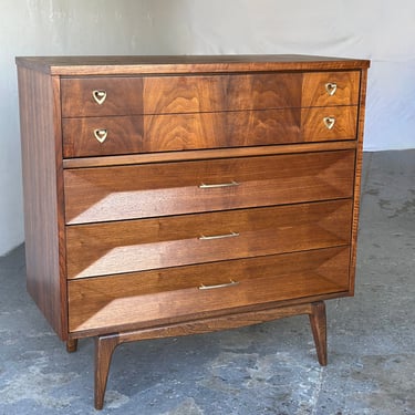 United Furniture Diamond Mid Century Walnut Highboy Dresser 