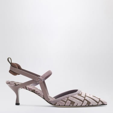 Fendi Pink Ff Jacquard Velvet Colibri Lite Slingback Women