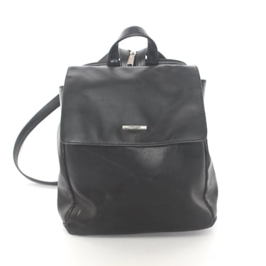 15.6 laptop backpack Men's Black Leather Laptop Backpack