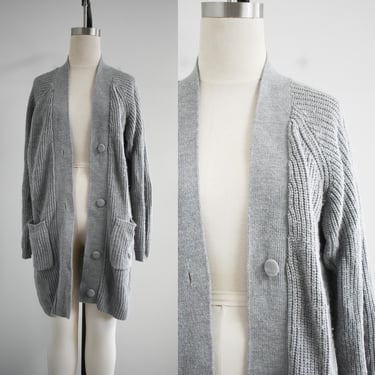 1980s Gray Sweater Coat Cardigan 