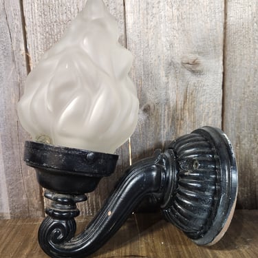 Iron Rejuvenation Sconce with Flame Shade 5" x 11" x 7.5"