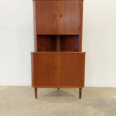 Vintage Danish Mid Century Modern Teak Corner Cabinet 