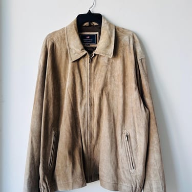 Vintage Newport Harbor Beige Tan Suede Leather Jacket Coat Men's Size XL 