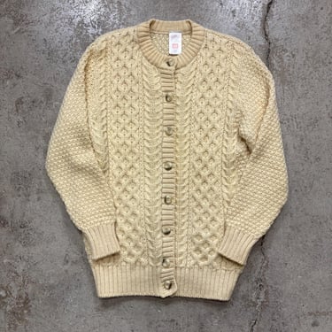 St. Michael Made in UK Cream Cable Knit Cardigan Sweater Women’s Medium? 