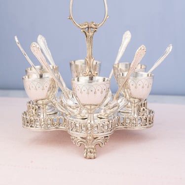 Antique Silverplate Egg Service for 6