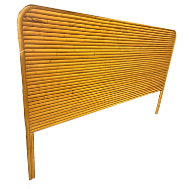 Restored 85" Wide Mid -century King Size Stacked Rattan Headboard 