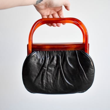 1960s Black Leather Handbag 