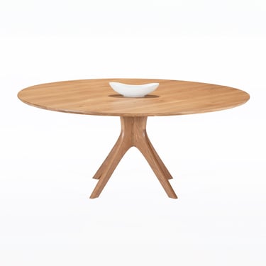 Round Midcentury Table in White Oak 