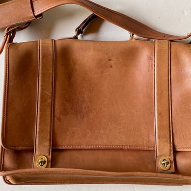 Vintage Coach Brown Leather Briefcase Messenger Bag 