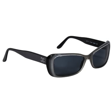 Chanel - Silver & Black Star Rhinestone Detail Sunglasses