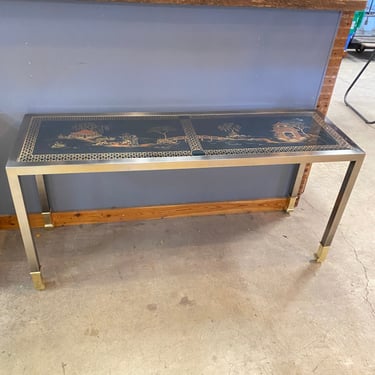 Reverse Painted Glass Top Hallway Table