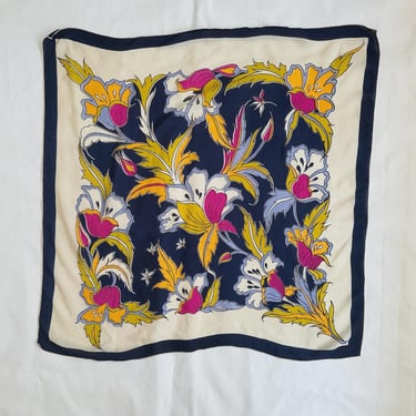 1950s Arts & Crafts Floral Silk Scarf 