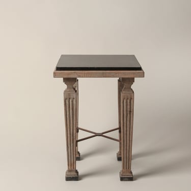 Early 1900's Oak Side Table with Marble Top