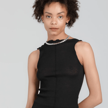 Pradegal l Reed Wool Silk Reversible Top in Black