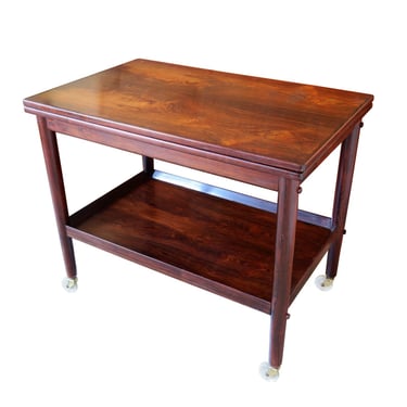 Grete Jalk Danish Rosewood Fliptop Serving Cart for Poul Jeppesen 