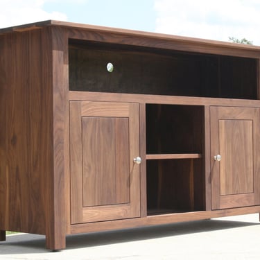 E0232A *Hardwood Console, 2 Inset Doors; E0166A, 6 Inset Doors front, Sliders in back;  X3133A, Inset Faces, Flat Panels, 3 Drws, 3 Doors. 
