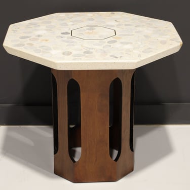 Harvey Probber Walnut Occasional Table with Terrazzo Top and Brass Inlay