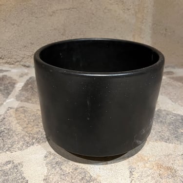 1960s Gainey Pottery Modern Matte Black Midcentury Architectural Planter Pot 