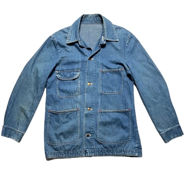 Vintage 1960s WRANGLER Blue Bell Denim Chore Jacket ~ size 38 / Small ~ Work Coat ~ Farm / Barn ~ Sanforized ~ Faded 