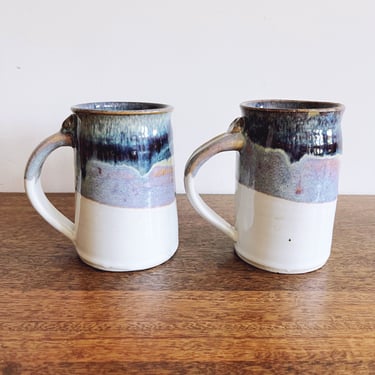 Vintage Ceramic Handmade Pottery Mugs - Set of 2 