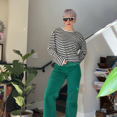 VTG Y2K Green Velvet Low Rise Flares 