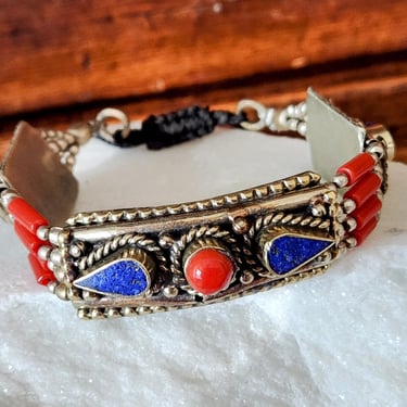 Lapis & Coral Bracelet~Boho Jewelry for Her 