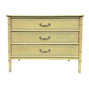 Rare 42” Henry Link Bali Hai 3 Drawer Dresser Chest, Vintage Yellow Faux Bamboo, Hollywood Regency Coastal Nightstand 