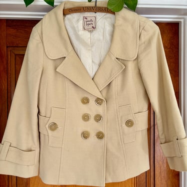 Vintage Y2K Nanette Lepore Cream Blazer Pea Coat Jacket Collared XS Small by TimeBa