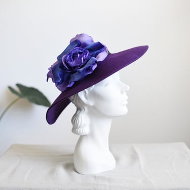 1980s Purple Wide Brim Sylvia Hat 