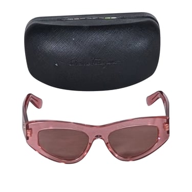 Ferragamo - Pink Translucent Slim Cat Eye Sunglasses