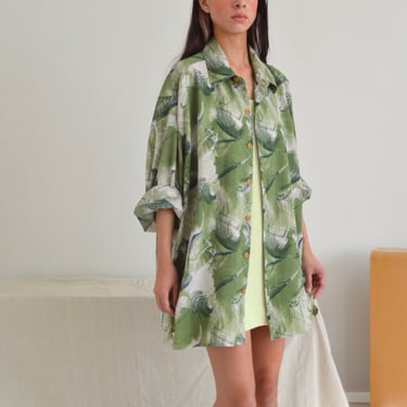 abstract oversized mens new wave y2k button up 