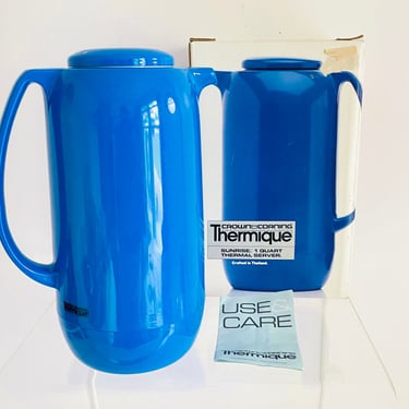 Vintage 1980s Retro Blue NOS Insulated Thermique 1988 Crown Corning Drink Pitcher 