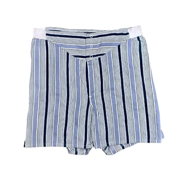 Vintage 1950s Men's Hanes Striped Cotton Boxer Shorts, Mid-Century Underwear, 32 Inch Waist, VFG 