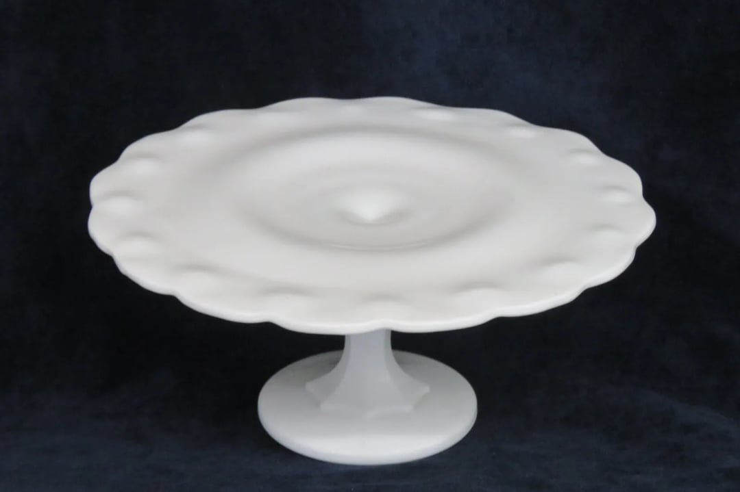 Vintage Anchor Hocking Cake Stand Indiana Style White Milk Glass