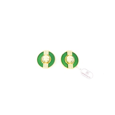 Laura Biagiotti Green Button Earrings