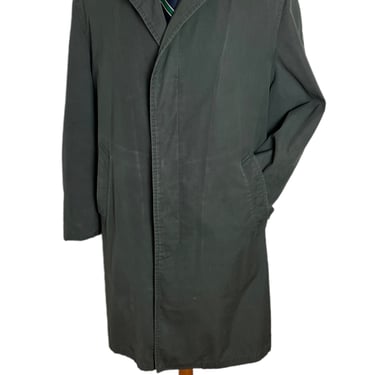 Vintage 1960s/1970s LONDON FOG Trench Coat ~ 40 R ~ Jacket / Raincoat ~ Military Green / Claeth Cloth ~ Raglan ~ Preppy / Trad / Ivy 