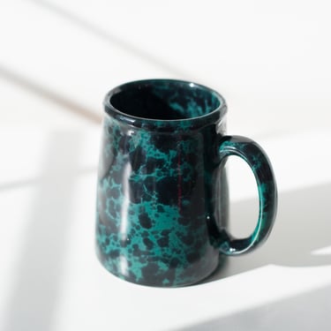 Vintage Teal and Black Stoneware Mug 