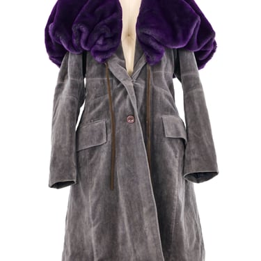Issey Miyake Faux Fur Trimmed Coat